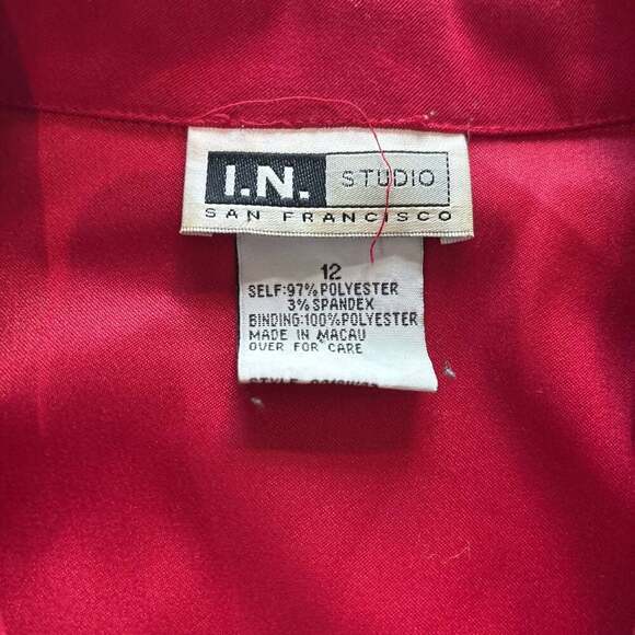 Vintage I.N. Studio Red Long Sleeve Zip-Up Jacket with Collar and shoulder pads - Picture 3 of 5